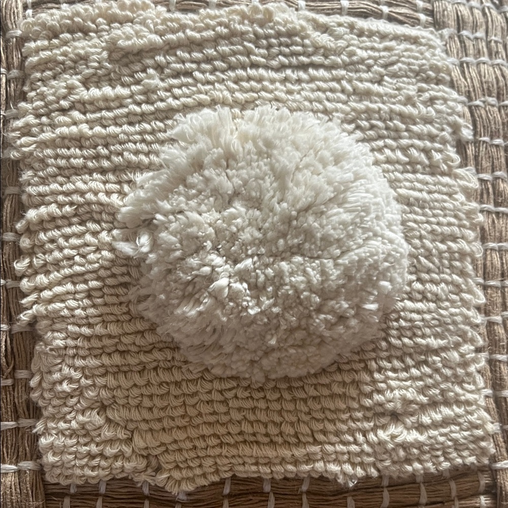 Anthropologie textured Cream and Tan Accent Pillow pre owned great condition - Picture 3 of 10